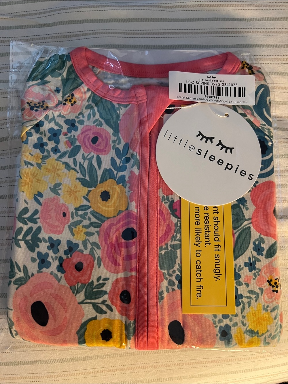 Little Sleepies Floral Secret Garden Bamboo Viscose Zippy | 12-18 months NIB